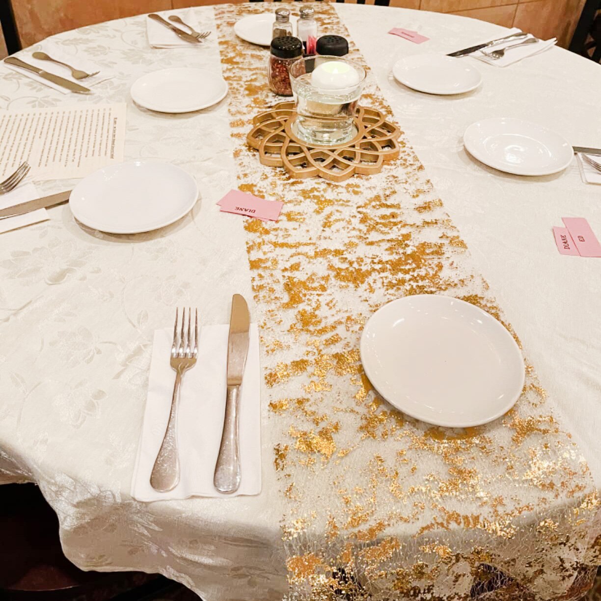 Table Runner Sequin - Taplak meja tipis metalik berkilau emas/perak