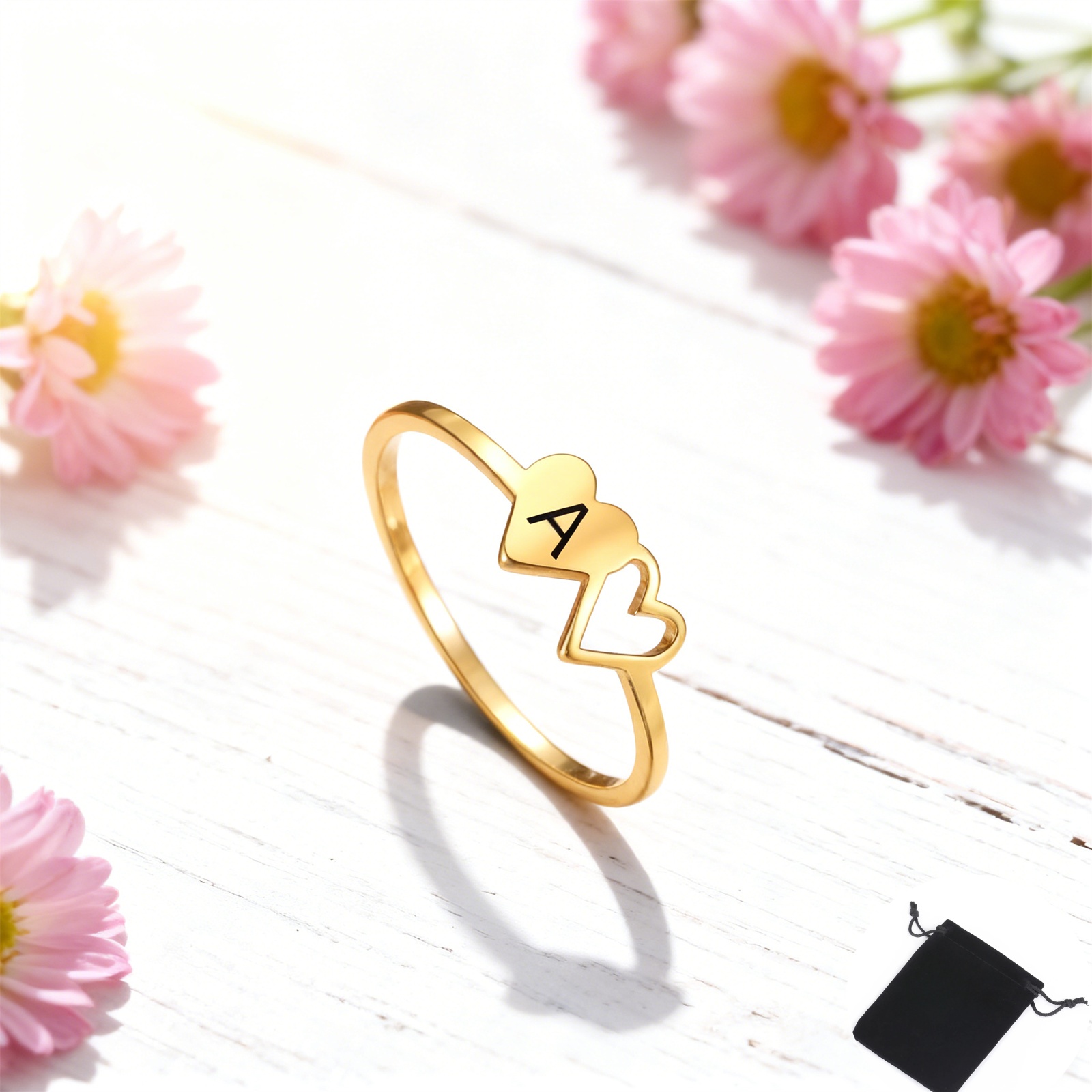 Cincin Hati Ganda Inisial Nama - Wedding Z ulasan dan harga