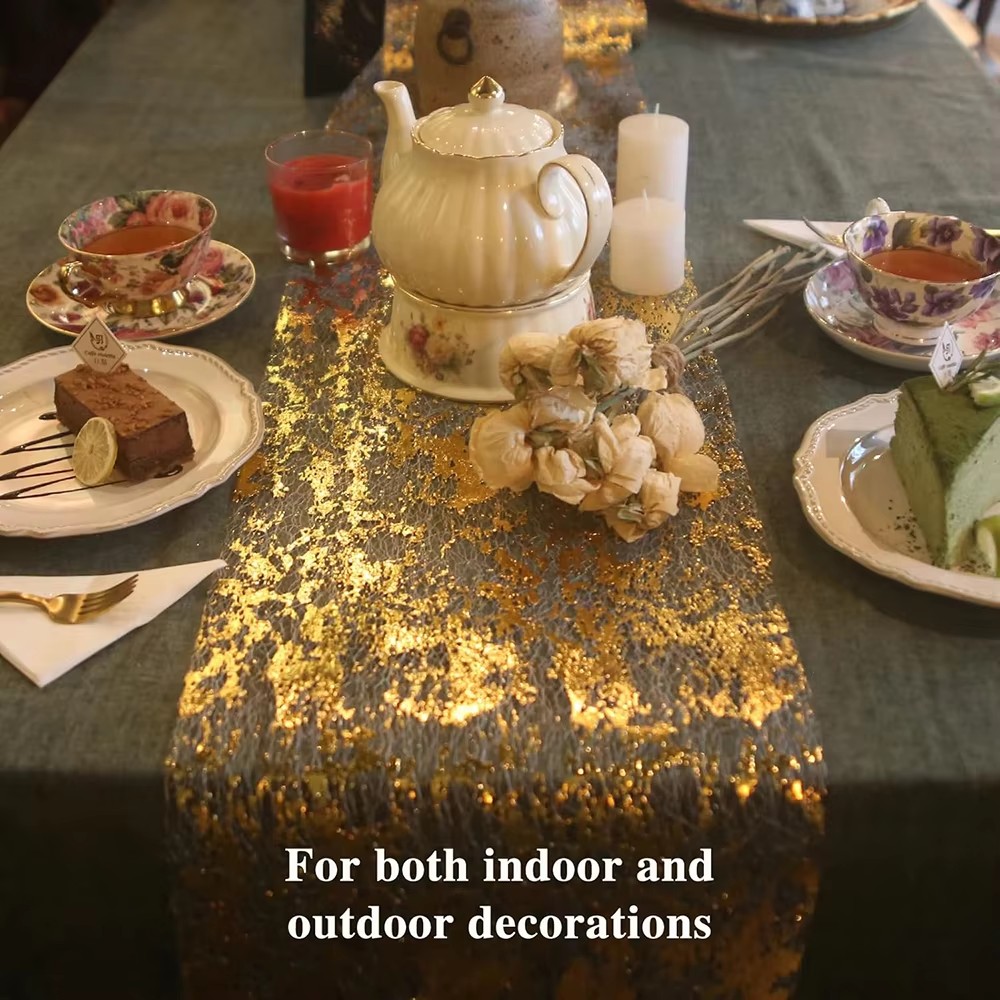 Taplak Meja Metalik Emas Berki - Table Runner Sequin ulasan dan harga