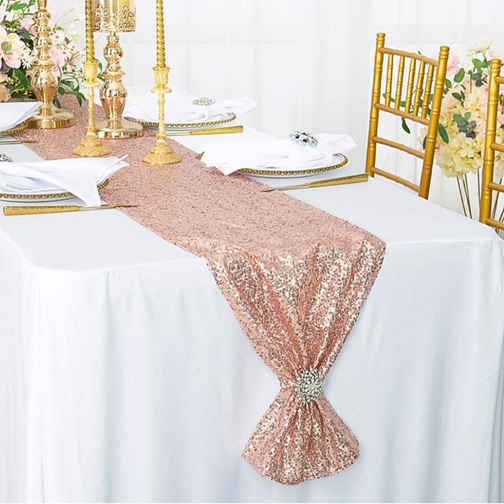 LICE-Sparkly Rose Gold Sequin  - Table Runner Sequin ulasan dan harga
